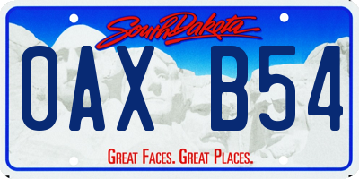 SD license plate 0AXB54