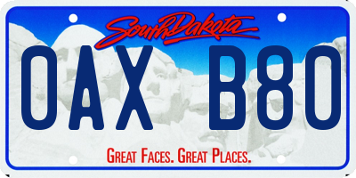 SD license plate 0AXB80