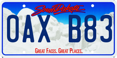 SD license plate 0AXB83