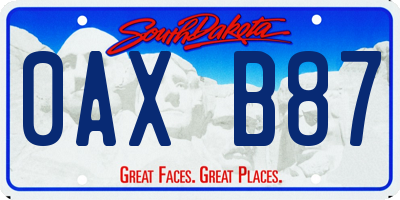 SD license plate 0AXB87