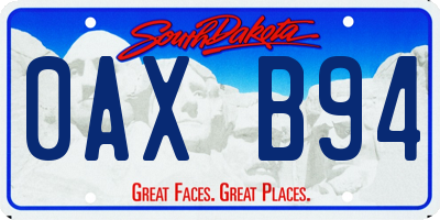 SD license plate 0AXB94