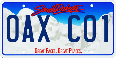 SD license plate 0AXC01