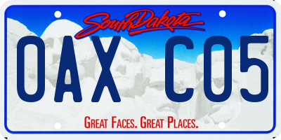 SD license plate 0AXC05