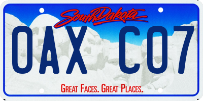 SD license plate 0AXC07