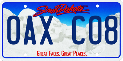 SD license plate 0AXC08