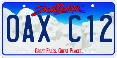 SD license plate 0AXC12