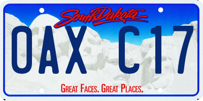 SD license plate 0AXC17