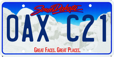 SD license plate 0AXC21