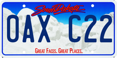 SD license plate 0AXC22