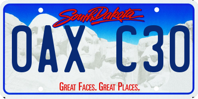 SD license plate 0AXC30