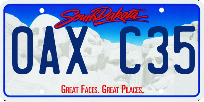 SD license plate 0AXC35