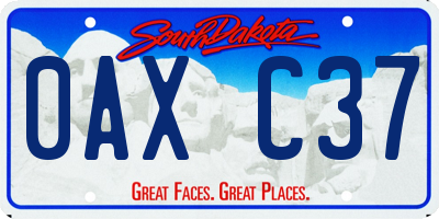 SD license plate 0AXC37