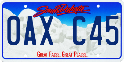 SD license plate 0AXC45