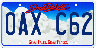 SD license plate 0AXC62
