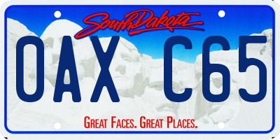 SD license plate 0AXC65
