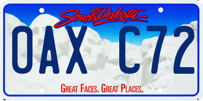 SD license plate 0AXC72