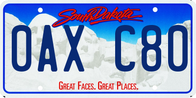 SD license plate 0AXC80