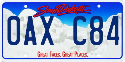 SD license plate 0AXC84