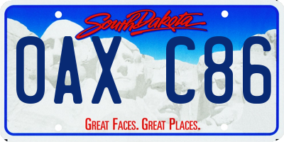 SD license plate 0AXC86