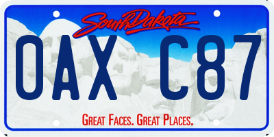 SD license plate 0AXC87