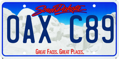 SD license plate 0AXC89