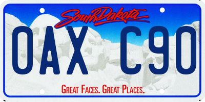 SD license plate 0AXC90