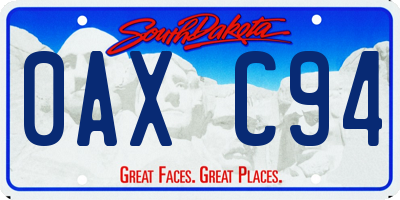 SD license plate 0AXC94