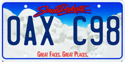 SD license plate 0AXC98