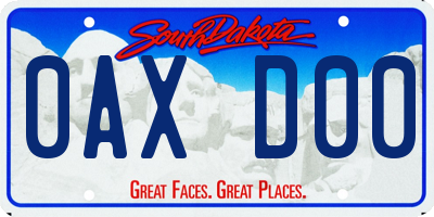 SD license plate 0AXD00