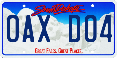 SD license plate 0AXD04