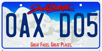 SD license plate 0AXD05