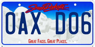 SD license plate 0AXD06