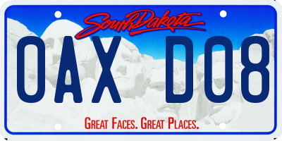 SD license plate 0AXD08