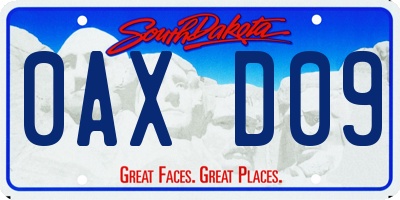SD license plate 0AXD09