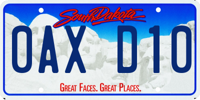 SD license plate 0AXD10