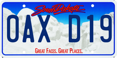 SD license plate 0AXD19