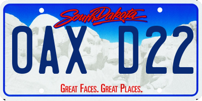 SD license plate 0AXD22