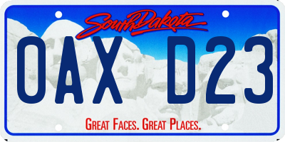 SD license plate 0AXD23