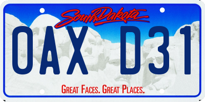 SD license plate 0AXD31