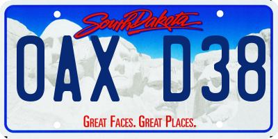 SD license plate 0AXD38
