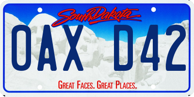 SD license plate 0AXD42