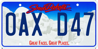 SD license plate 0AXD47