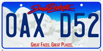 SD license plate 0AXD52