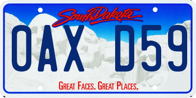 SD license plate 0AXD59