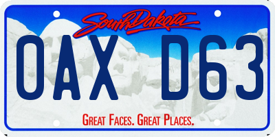 SD license plate 0AXD63