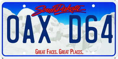 SD license plate 0AXD64