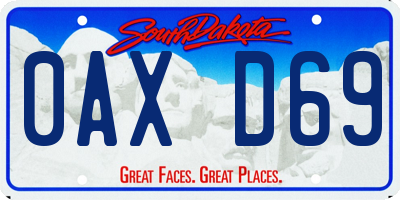 SD license plate 0AXD69