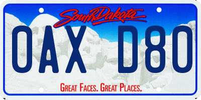 SD license plate 0AXD80