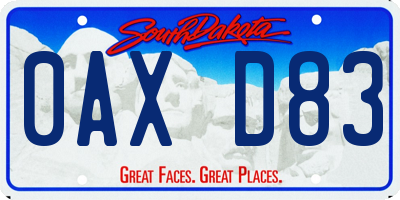 SD license plate 0AXD83