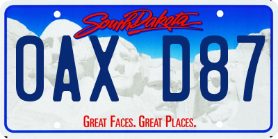 SD license plate 0AXD87